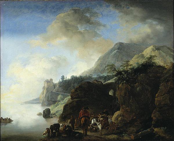 Philips Wouwerman Travelers Awaiting a Ferry oil painting picture